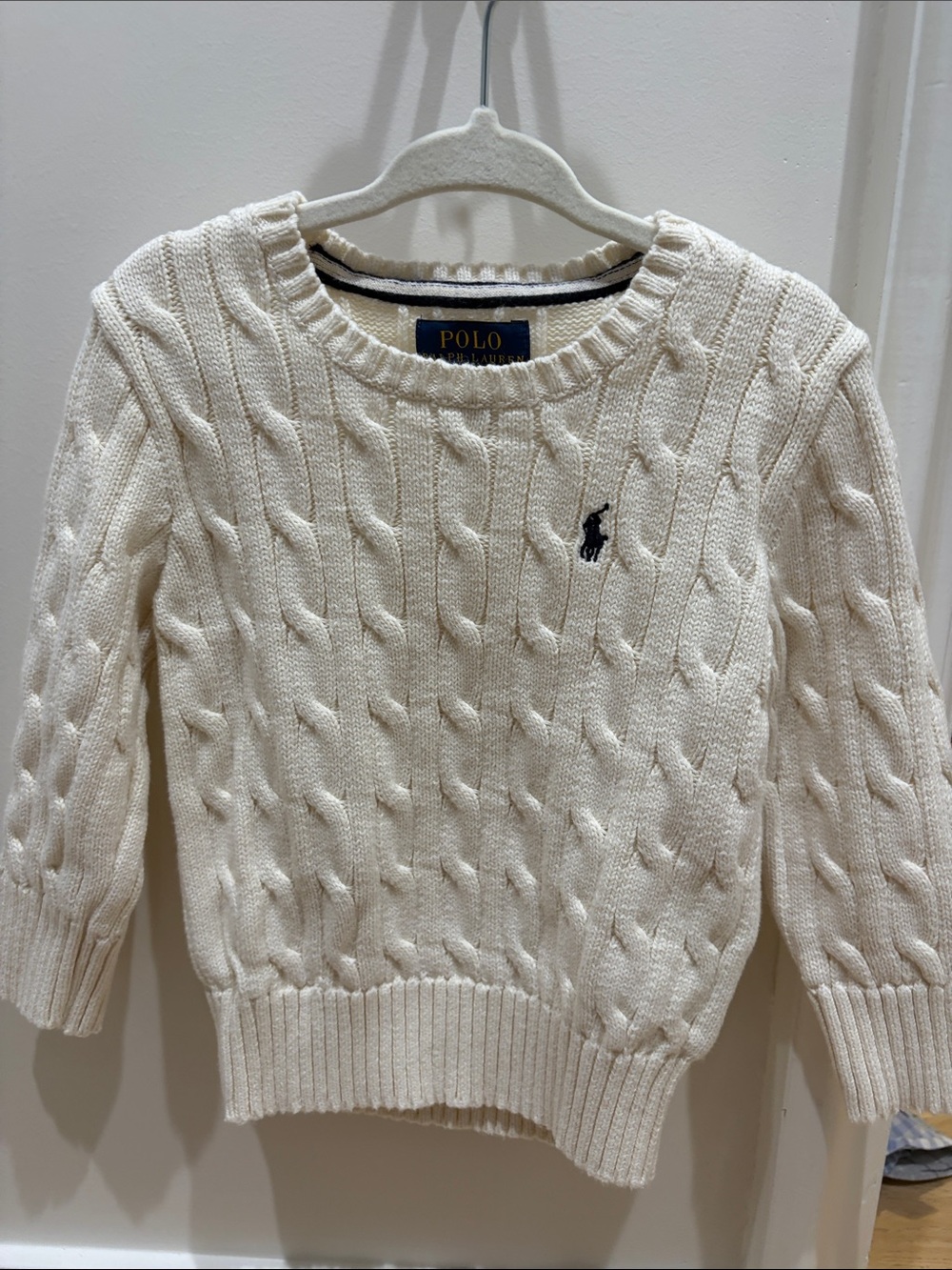 Polo by Ralph Lauren Cream Cable Crewneck Sweater